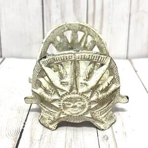 Vintage Y2K Boho Cast Iron Sun Candle Holder – Rustic Gold Metal Decor 2000’s